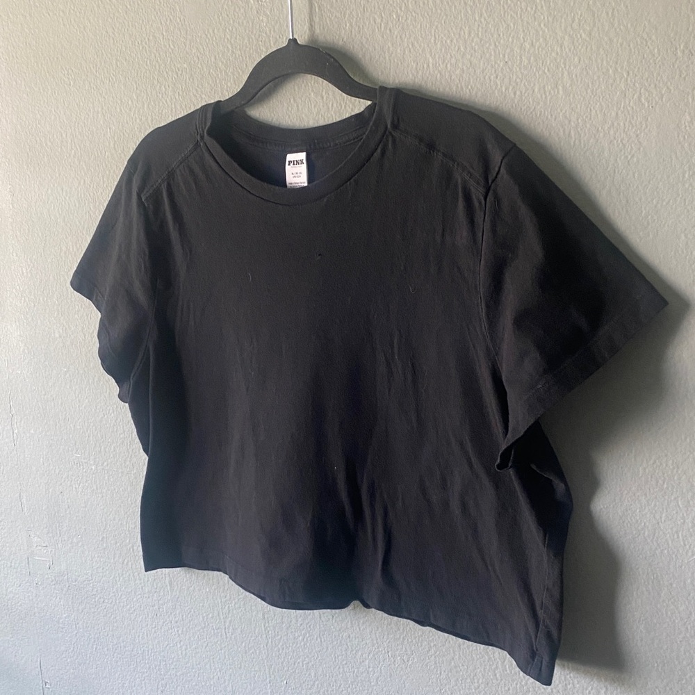 PINK Victoria's Secret Black Cropped Tee - Short Sleeve Crew - Picture 9 of 9